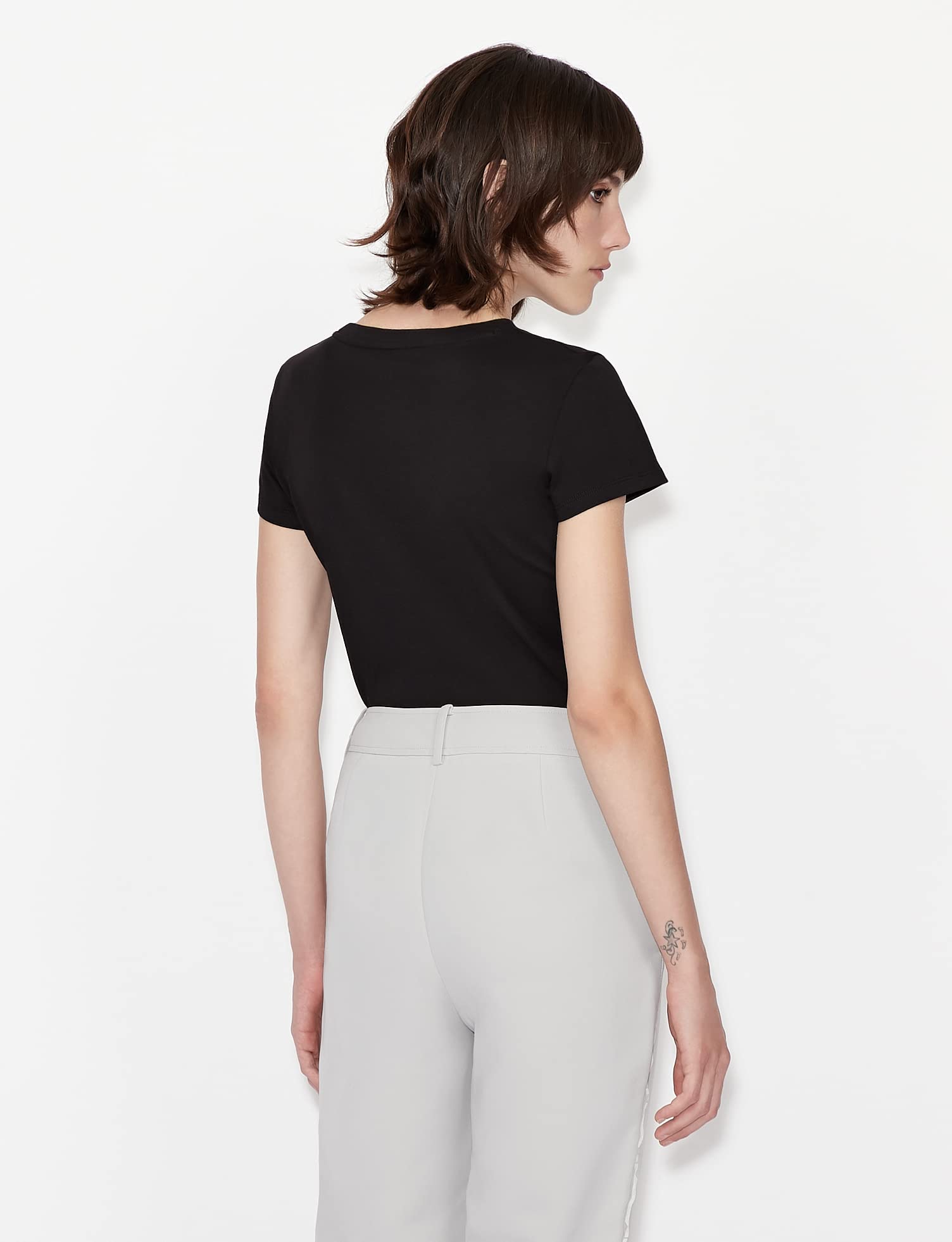 Armani Exchange Short Sleeve Classic Script Logo Scoop Neck T-Shirt T-Shirt Donna