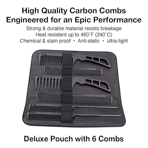 Miniatura 9 de Olivia Garden Peines de carbono CarbonLite, totalmente libres de enganches, ultraligeros, resistentes al calor, duraderos y antiestáticos