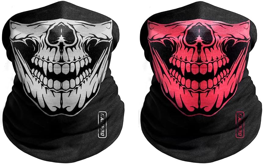 GAMPRO Breathable Skull Face Scarf for Cycling, Hiking, Camping, Climbing, Fishing, Hunting, Jogging, Motorcycling (Black&Pink)