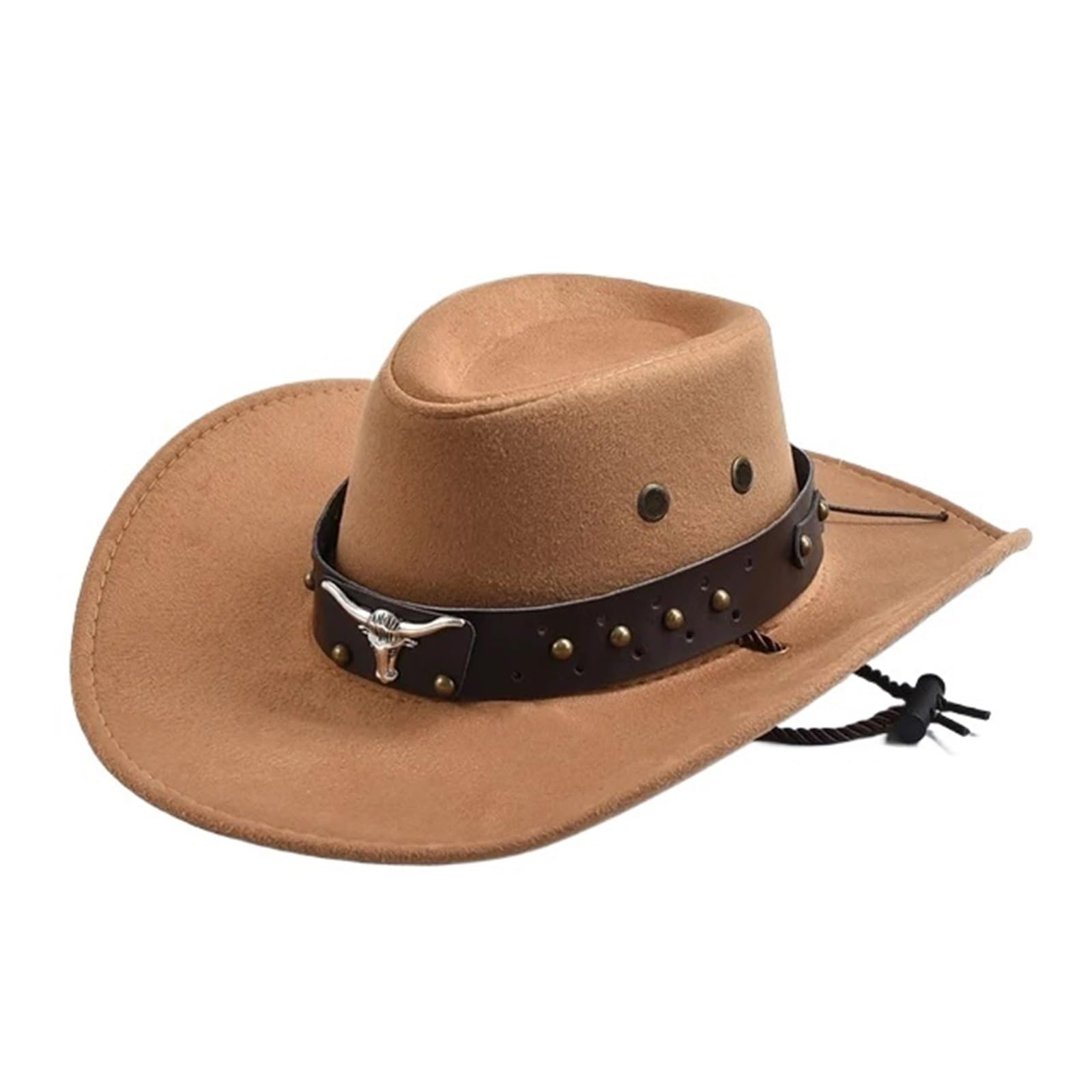 vrfvsdasAAS cowboy hat, Cowboy Hat Artificial Suede Western Hats Vintage Cowgirl Jazz Holidays Party Cosplay(Khaki)