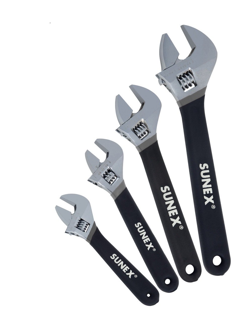 Sunex 9618A 4Pc Adjustable Wrench Set, 6" 8" 10" 12"