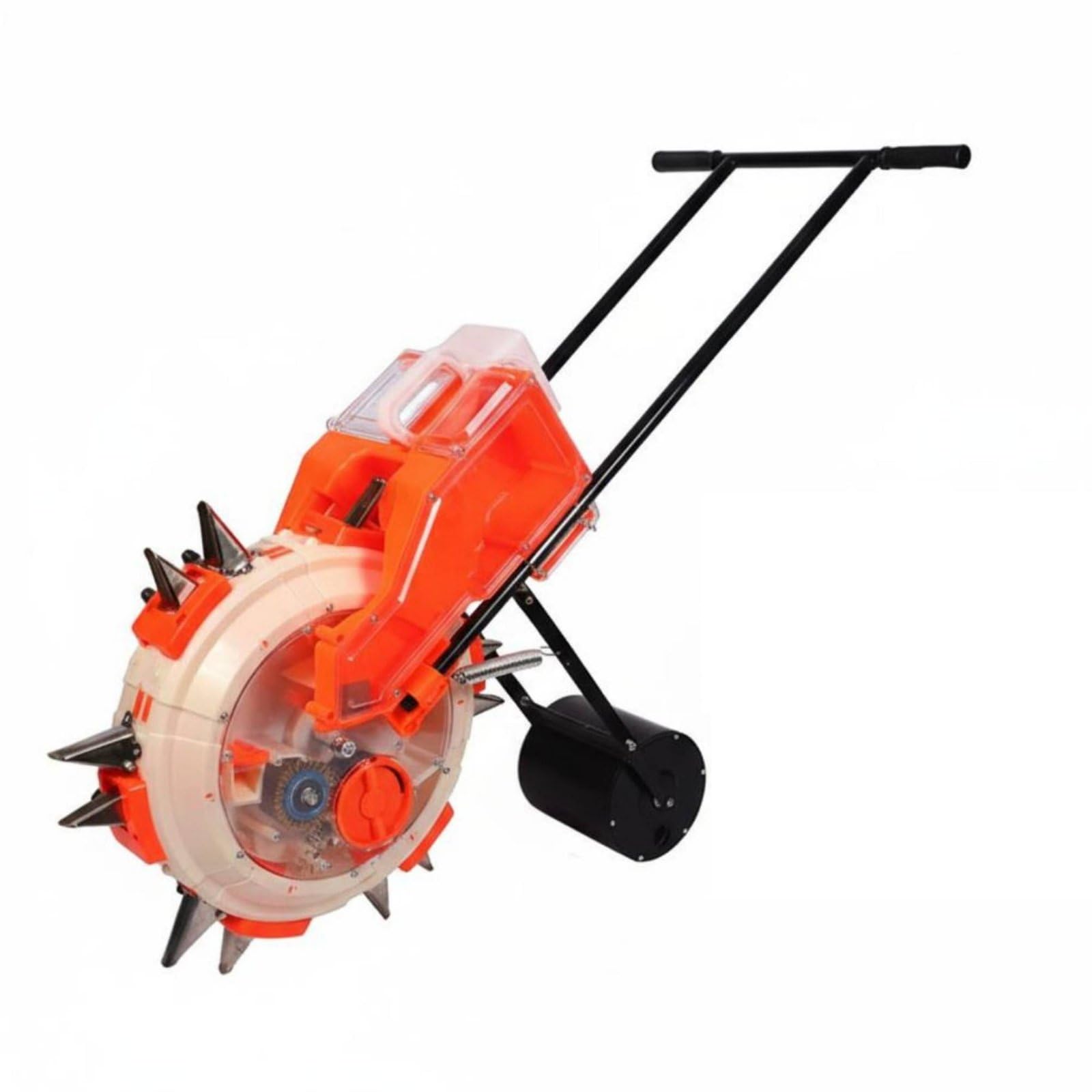 Seminatrice Manuale a Spinta Alta Efficienza Seminatrice e Spandiconcime Combinata Profondità di Piantagione Regolabile Piantatrice a Rullo Manuale, S 28CM, 6-Ugelli