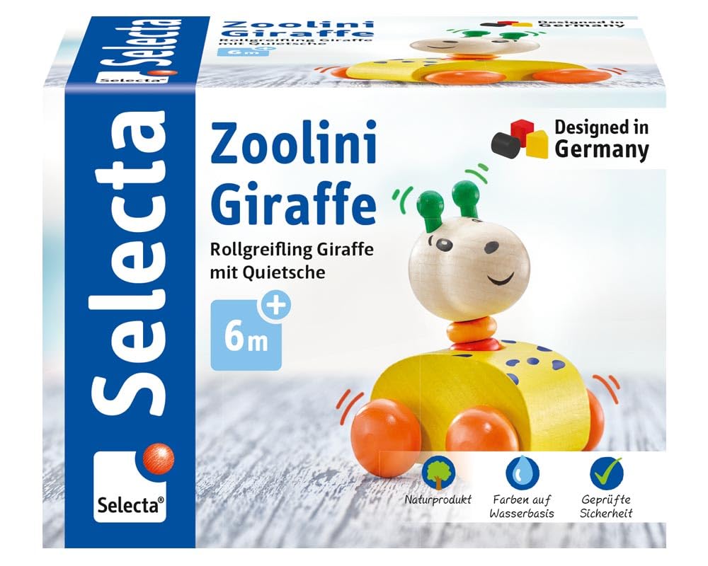 Selecta 61037 Zoolini Giraffe Grasping Toy and Squeaky Figure