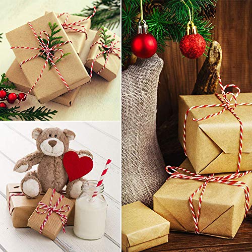 Benvo Red White Green Cotton Twine and Red White Packing String Heavy Duty Rope Ribbon Cord for Baking, Butchers, DIY Crafts and, 656 ft Long, Pack of 2 - Thumbnail 3