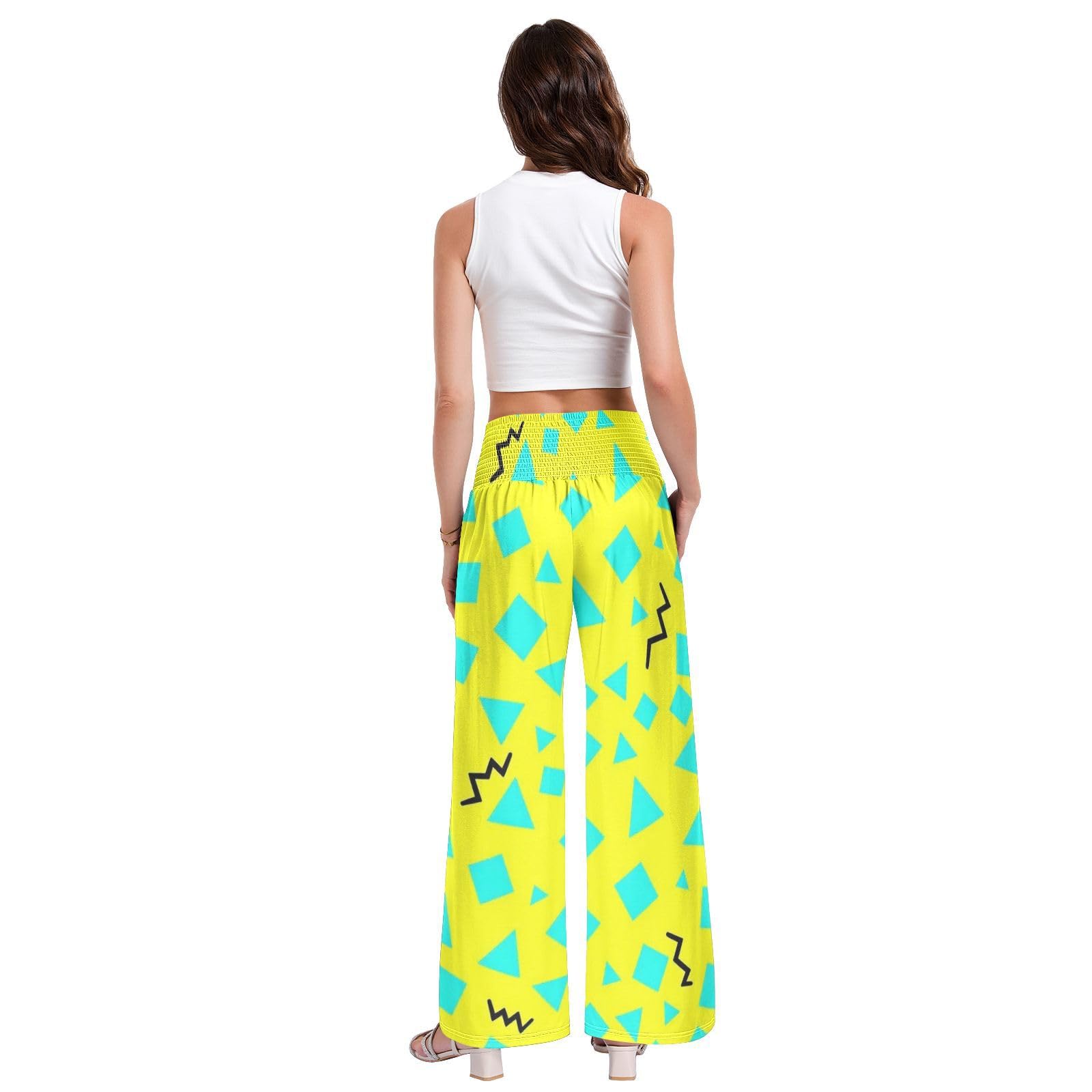 Neon Dazzle - Pantalones palazzos para mujer, resistentes a las arrugas, pantalones casuales de viaje