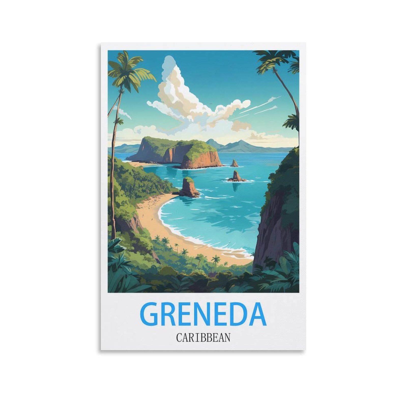 EZMLFA 5D Diamond Art Kits for Beginner,Grenada Caribbeans,Diamond Art House DIY Diamond Art Kits for Home Wall Decor 30x40cm