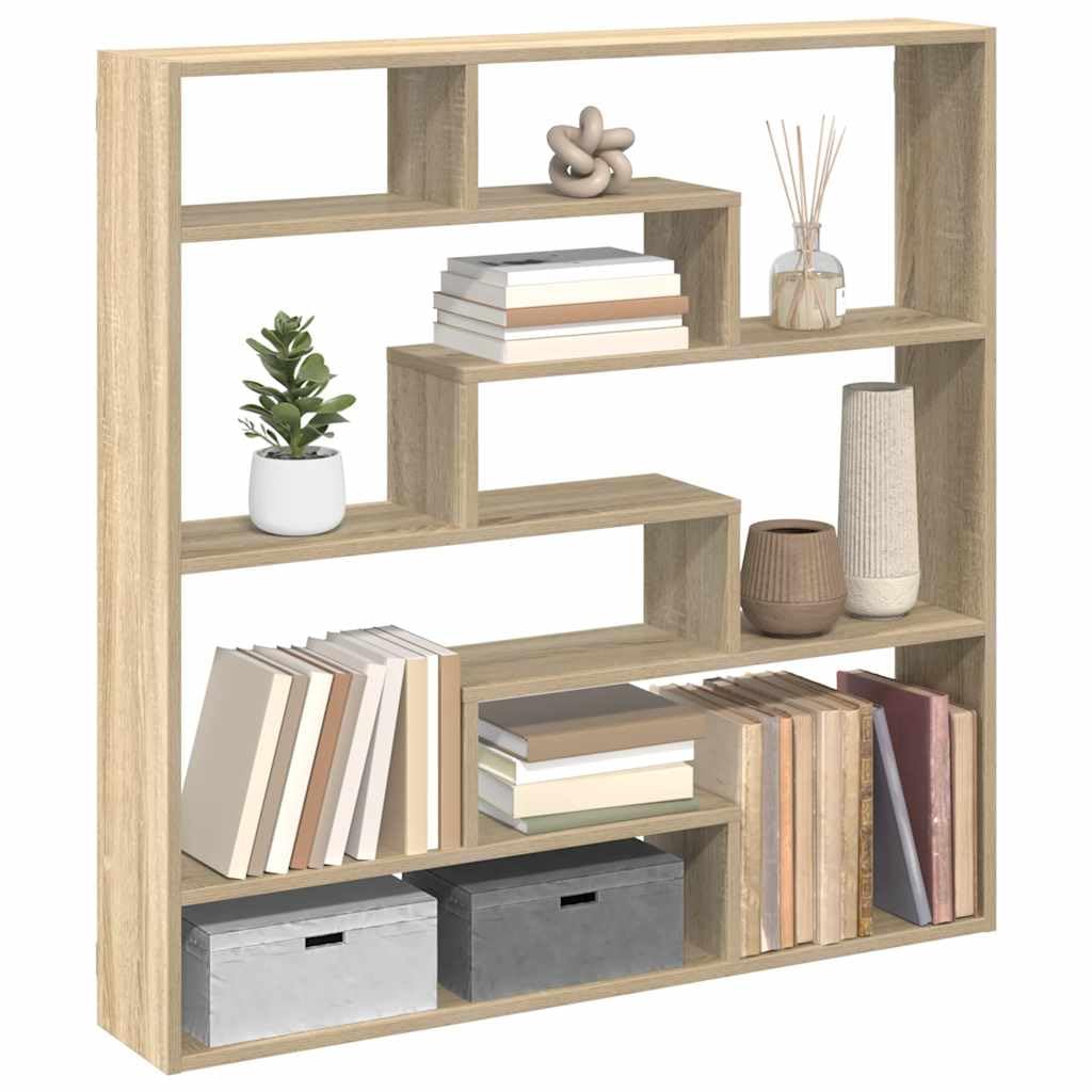 Scaffale a cubo con 7 scomparti, in rovere Sonoma, 100 x 18 x 100 cm, montaggio a parete, per soggiorno, camera da letto, ufficio, versatile, sistema da parete per riporre oggetti e