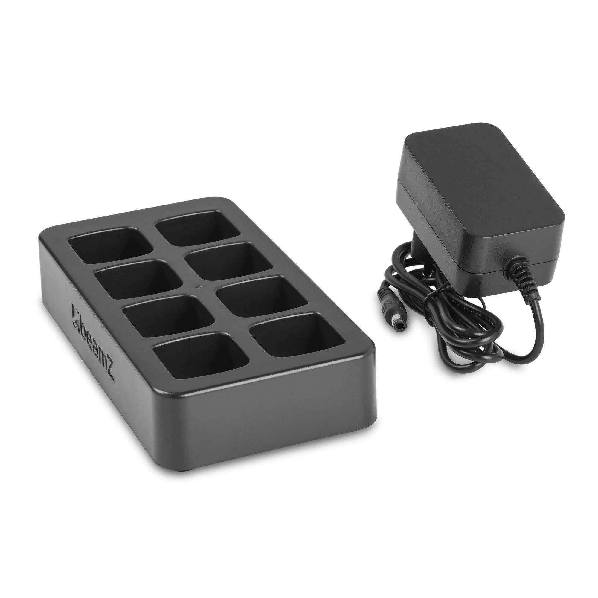 BeamZ WD1M-5 + WD1F-5 + WCS1 – Pack DMX inalámbrico 1 transmisor, 7 receptores y estación de carga para 8 dongles EazyLink batería USB-C iluminación DJ escenario sin cables, color negro
