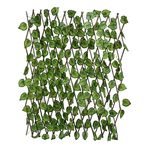 Image of Artificial Grass Trellis with Money Plant Leaves (2 Pieces) Expandable Grass Fence I UV Protected I Outdoor Indoor (Green, 1 Piece is 2.29 Feet x 0.75 Feet, expands to 5 FEET x 1.6 Feet)