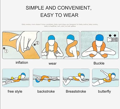 Miniatura 6 de shuoguoleilei Chaleco de natación para niños de 30 a 90 libras flotadores inflables de natación chaleco de natación con hebilla de seguridad