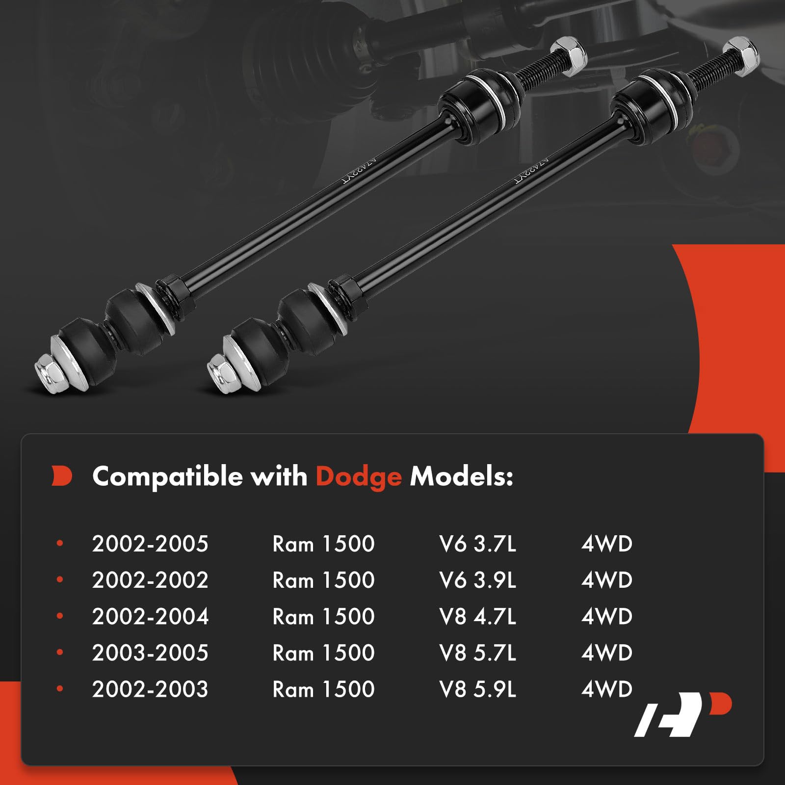TRQ Front Sway Bar Link Set - Compatible With 2002-2005 Dodge Ram 1500 4WD (Driver & Passenger Side) - View #9