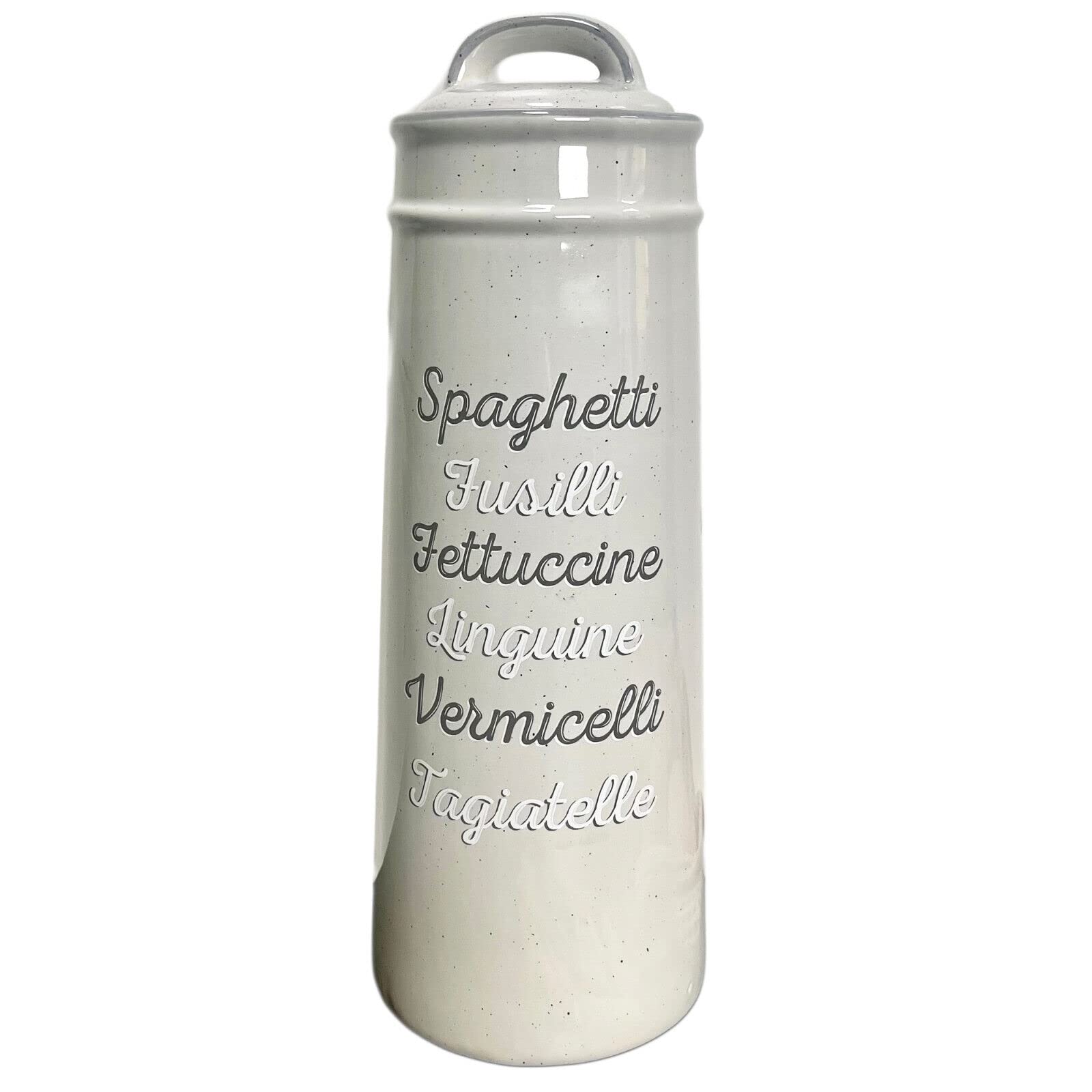 Darthome Grey Speckled Pasta Jar Ceramic Airtight Tall Spaghetti Food Storage Holder Gift 30Cm