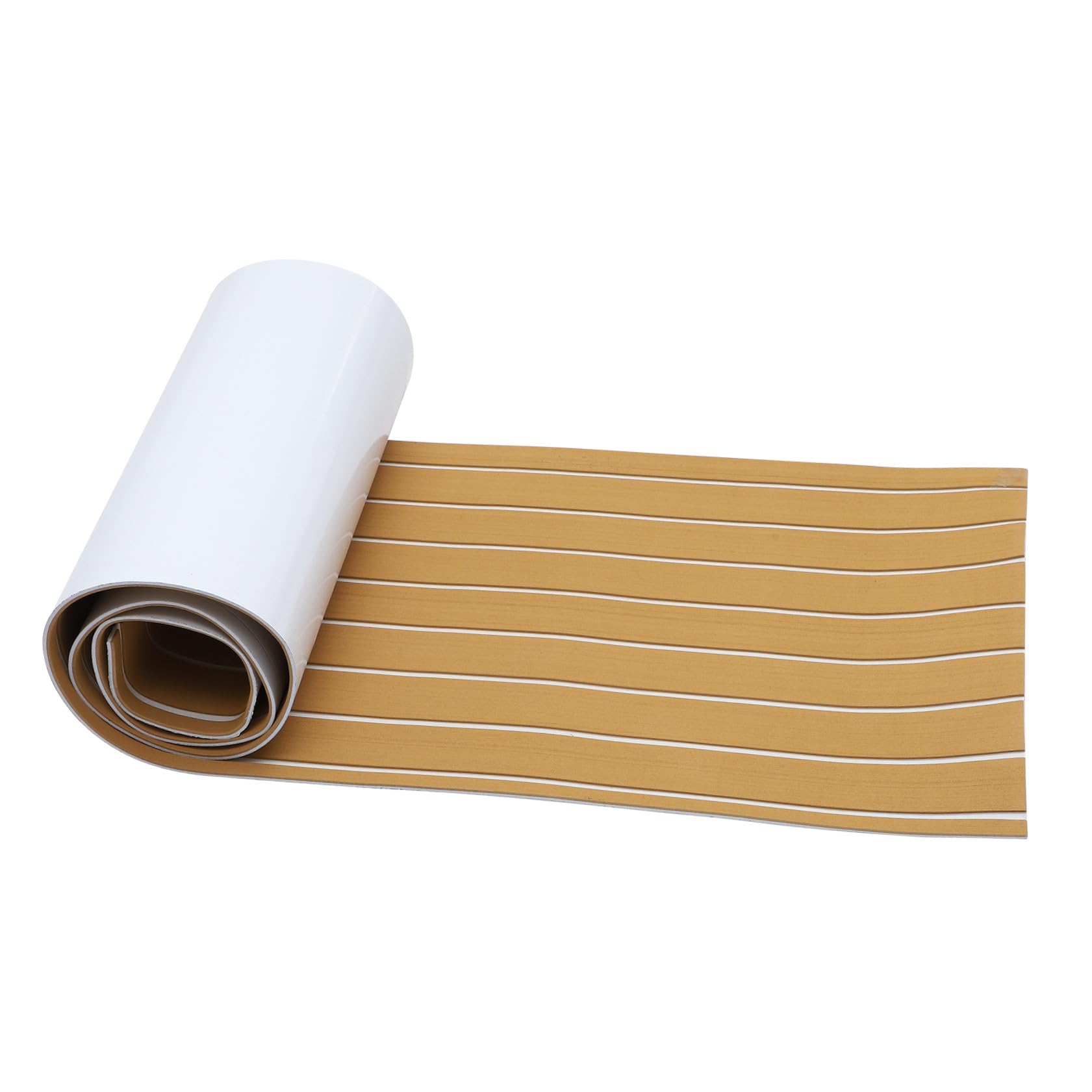 SUPVOX 240x45cm EVA Faux Teak Decking Sheet, Self-Adhesive Marine Flooring Mat for Boats, Yachts and RVs, Waterproof Non-Slip Deck Pad, Light Brown with White Stripe