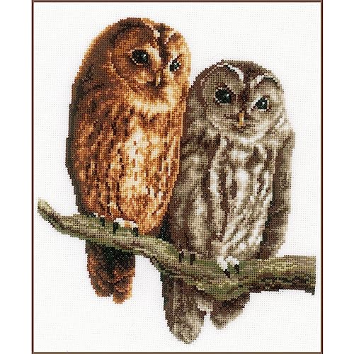 Vervaco Counted Stitch Kit Owls, White, Approx. 26 x 29 cm