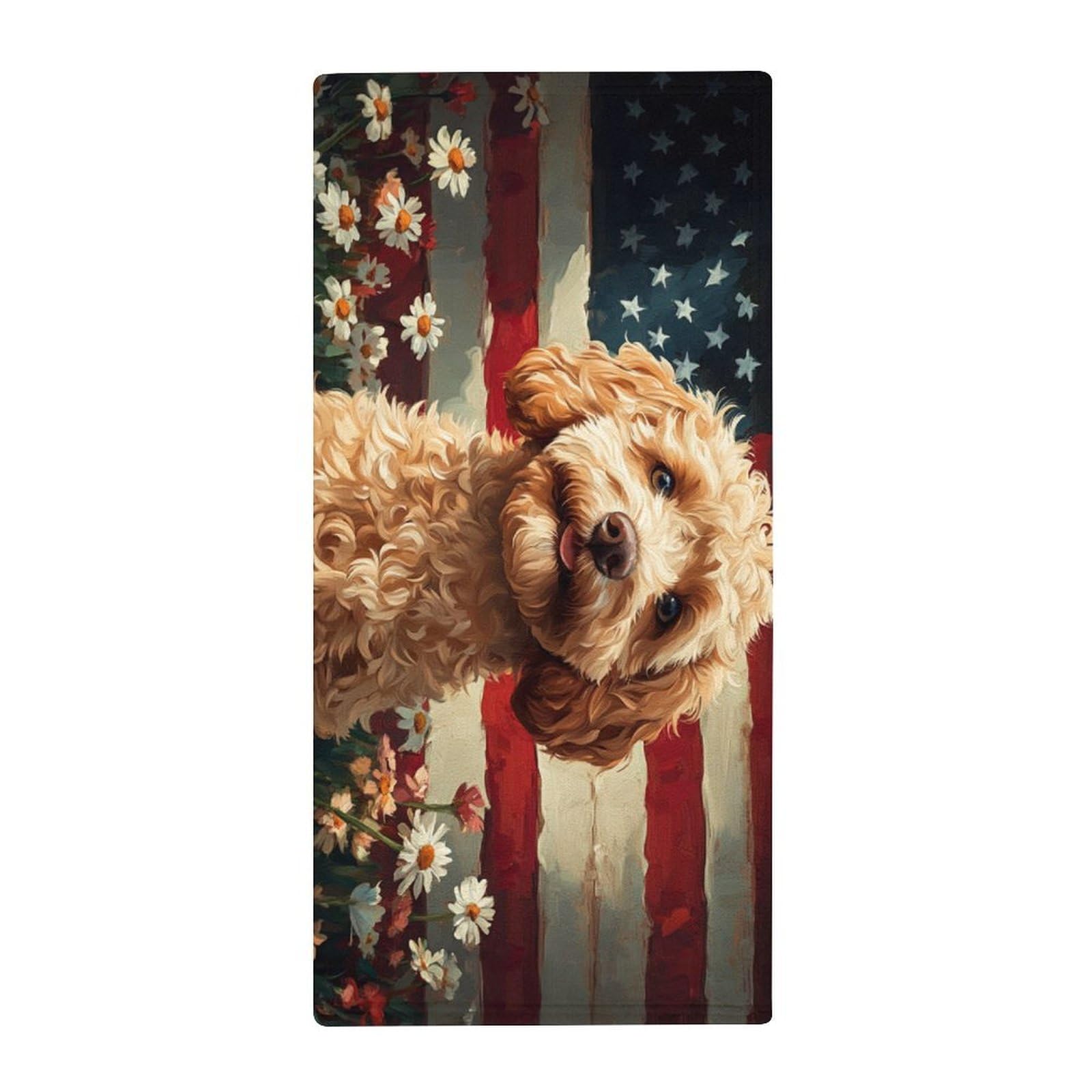 MoBlinko Veterans Day Dog Hand Towels for Bathroom 14 X 28 in Funny Golden Doodle Dog Absorbent Face Towels Soft Hand Towel for Kitchen Bathroom Hotel Yoga