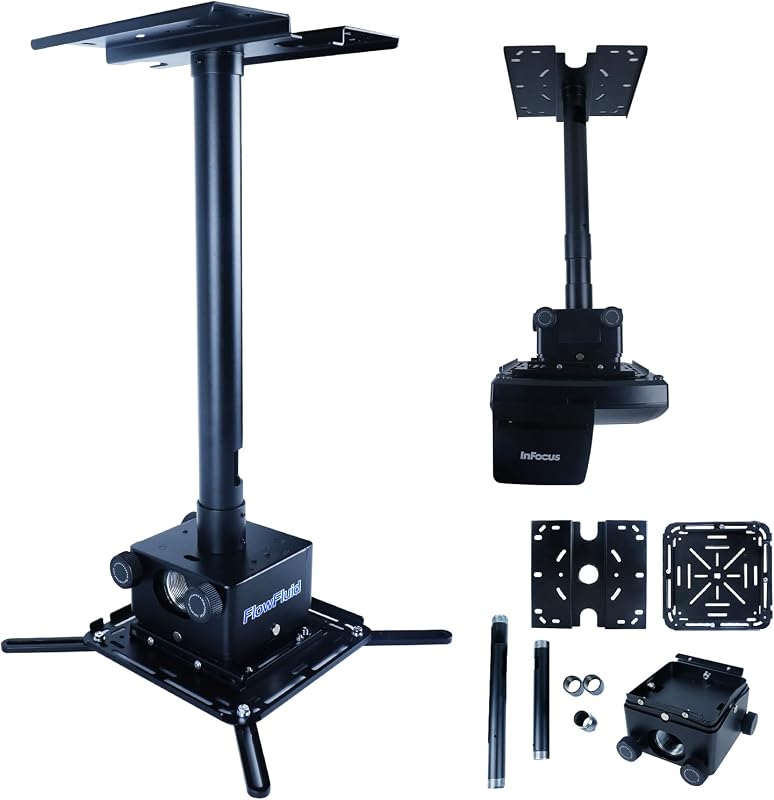 Colgador de pared de proyector universal para salas de reuniones, soporte de proyector de montaje en brazo telescópico negro para escenario de cine de oficina en casa, altura ajustable 50 kg de capacidad de carga HT30-BLK