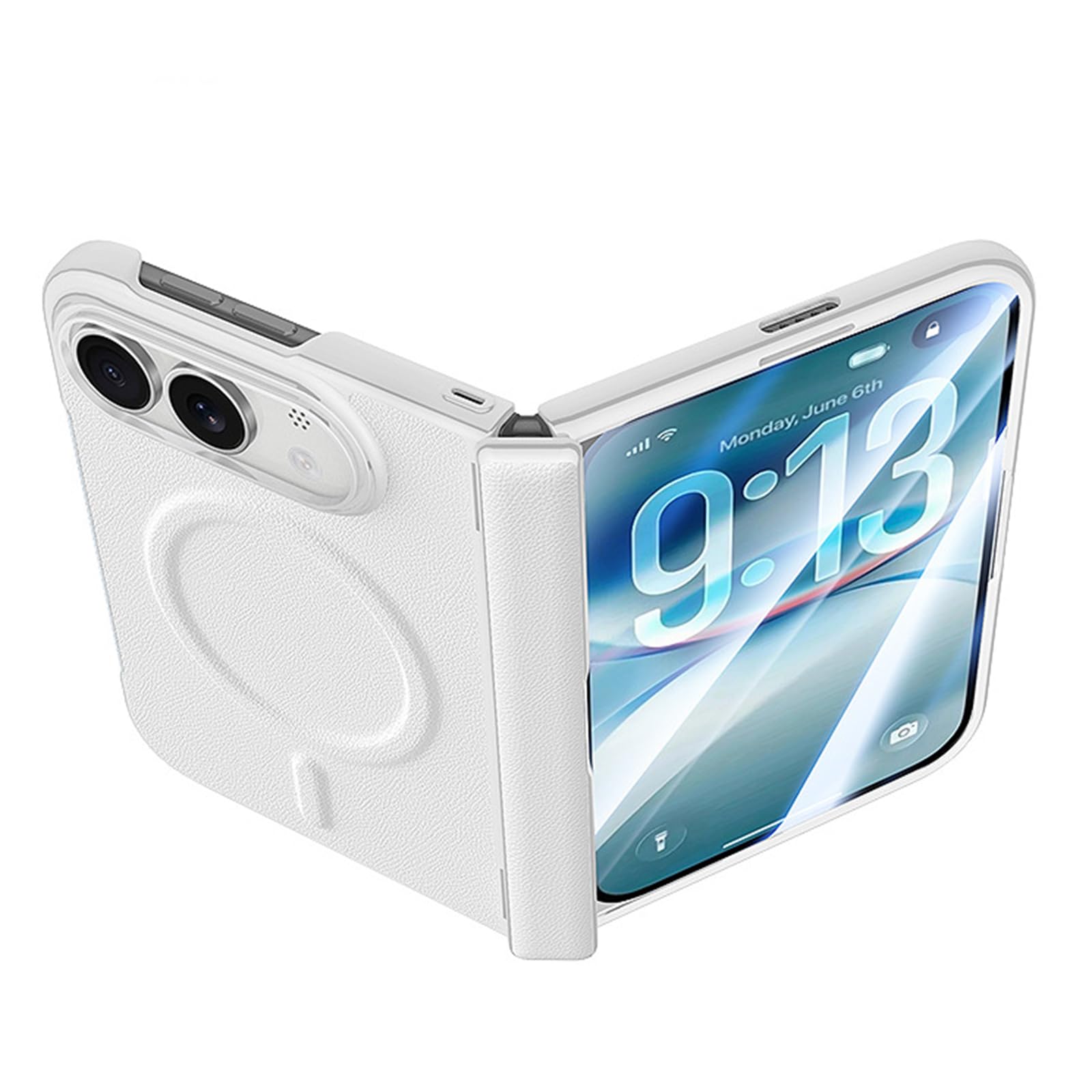 Étui Magnétique Pour IPhone Duo, Verre Trempé Cuir, Anti-Traces Sans Fil