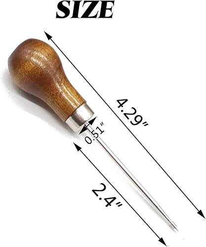 Miniatura 2 de RONYOUNG 10 Uds. Mango de madera con forma de calabaza para rascar punzón herramienta de perforación para bolsa de cuero agujero DIY hecho a mano