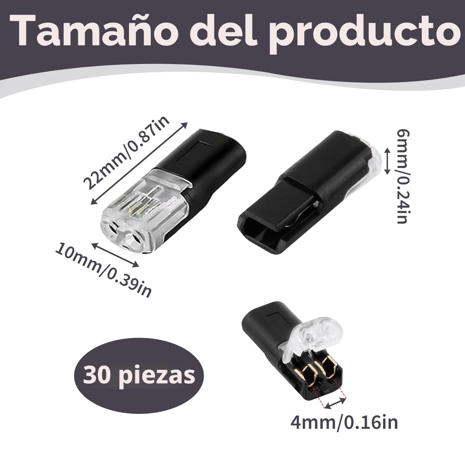 30 Piezas conectores electricos rapidos, conexion rapida electrica 18-22 AWG, conector electrico rapido para Automoción y Hogar, Terminal de Empalme Duradero y Reutilizable, Terminal en H