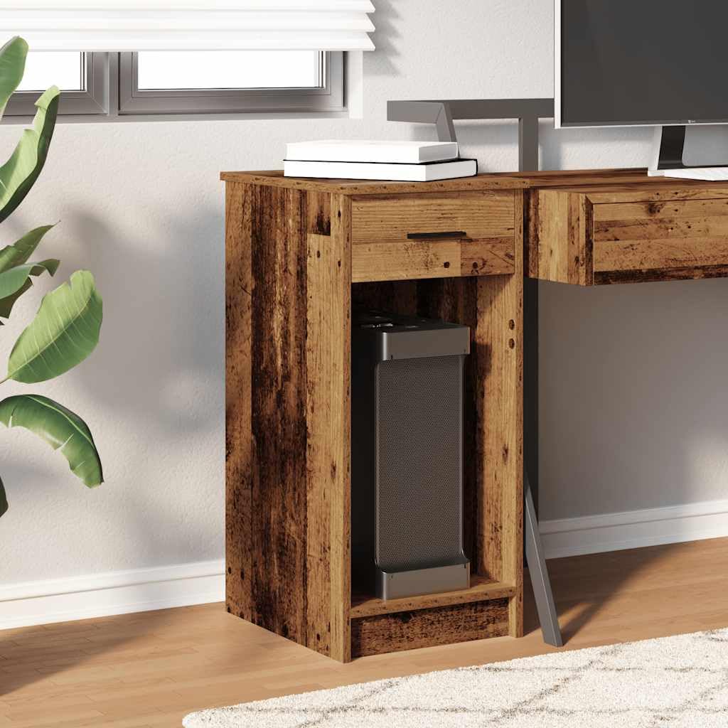 Hothingwell Supporto Torre Computer Legno Ingenierie 35x45x77 cm | Cassetto per caricabatterie, Ripiano per ufficio a casa, scomparto aperto, superficie liscia