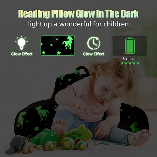 Vista 11 de Meeting Story Almohadas de lectura luminosas de dinosaurio verde oscuro brillante con brazos para la espalda, almohada para cama, almohada