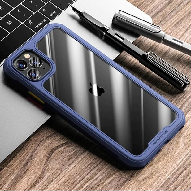 Image of MILLION CASES Back Cover Case for iPhone 12 Mini Shockproof Protective Durable Shockproof Refraction Fiber Transparent Case for Men & Boys(Blue)