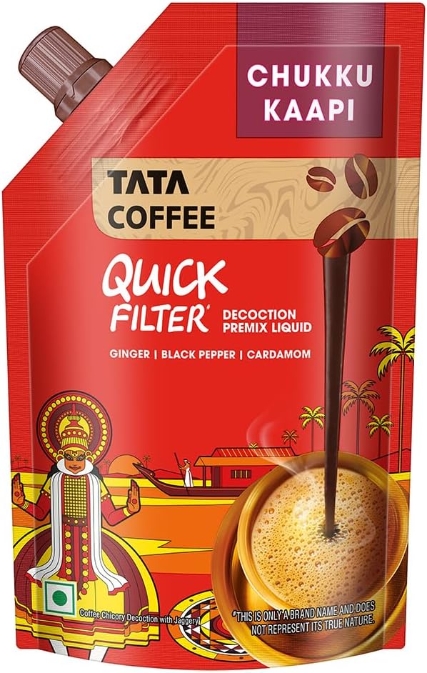 TATA COFFEE GRAND Quick Filter Decoction Premix Liquid,Chukku Kaapi,200Ml,Black Spices & Added Jaggery, Chicory Decoction Jaggery, Ginger,Black Pepper & Cardamom, Bottle
