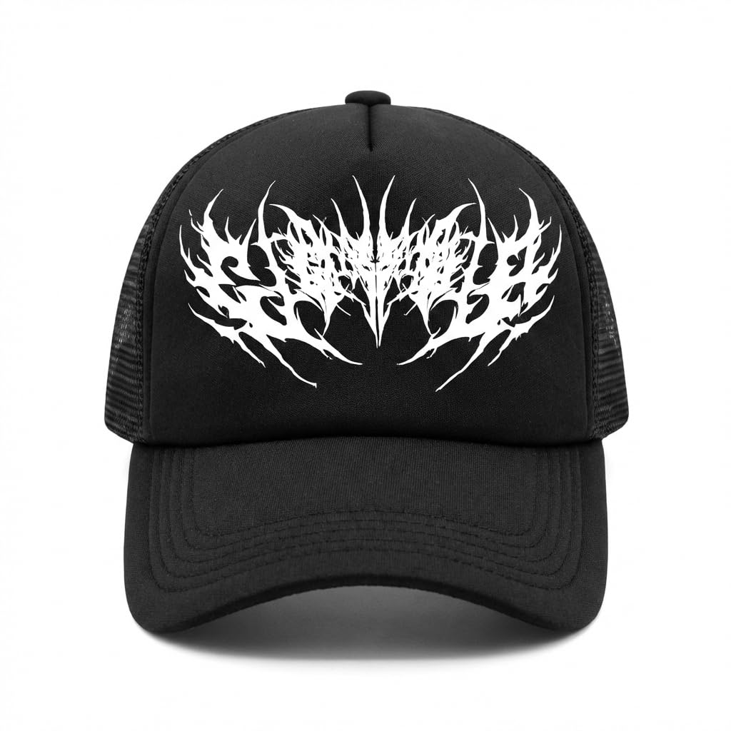 fasam Half Net Back Snapback Cap with Front Graphic Print | Trucker Cap Mesh Adjustable Casual Cap for Men & Women-1pcs Black-picture-30