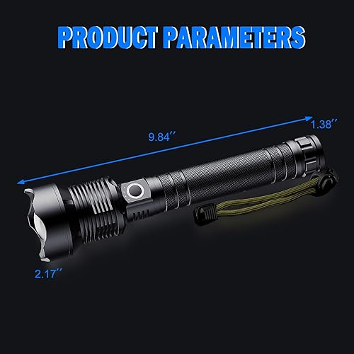 Miniatura 7 de Linterna LED recargable de 5000 lúmenes, linterna de mano impermeable súper brillante, 3 modos (altomedioestroboscópico) para campamento,