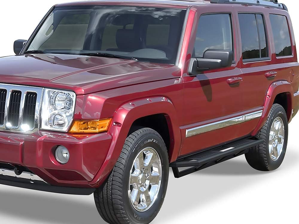 APS Stainless Steel Side Steps Armor Compatible with Jeep Commander 2006-2010 & Jeep Grand Cherokee 2005-2010 (Nerf Bars Side Steps Side Bars)