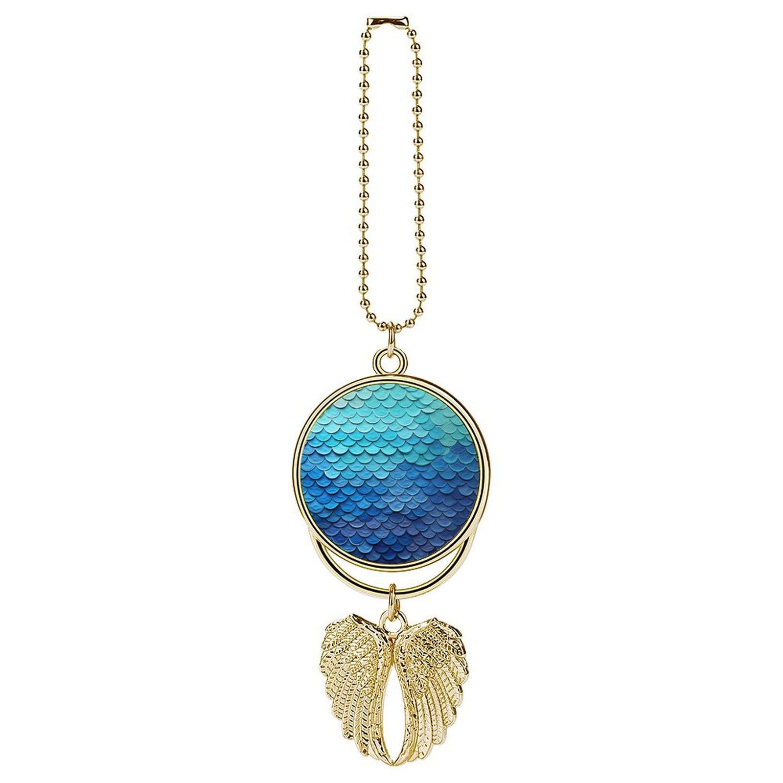 Ocean Sea Blue Mermaid Fish Scale Car Pendant Hanging Swing Auto Rear View Mirror Hanging Car Rear View Mirror Charm Truck Hanger Ornament Charm for Car Rear View Mirrors Accessories