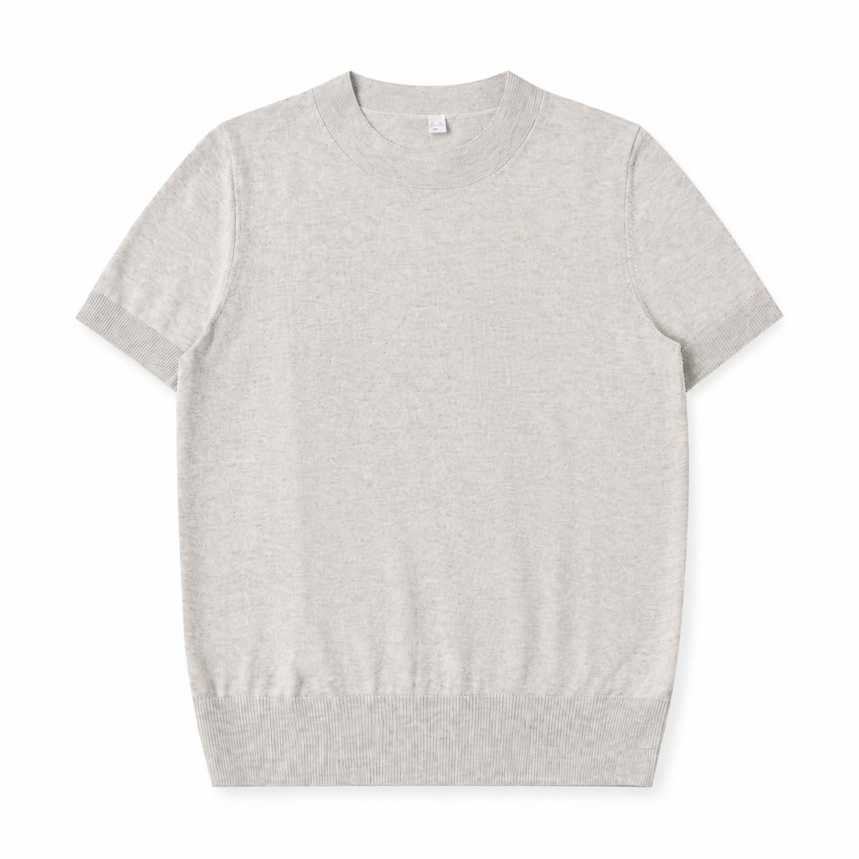 Camiseta Mujer Algodón con Ajuste lgado y Cuello Redondo Tejido Suave y Fresco Que Disimula Imperfecciones Acuado para el Uso y Reuniones Semicasuales Durante el Otoño, L