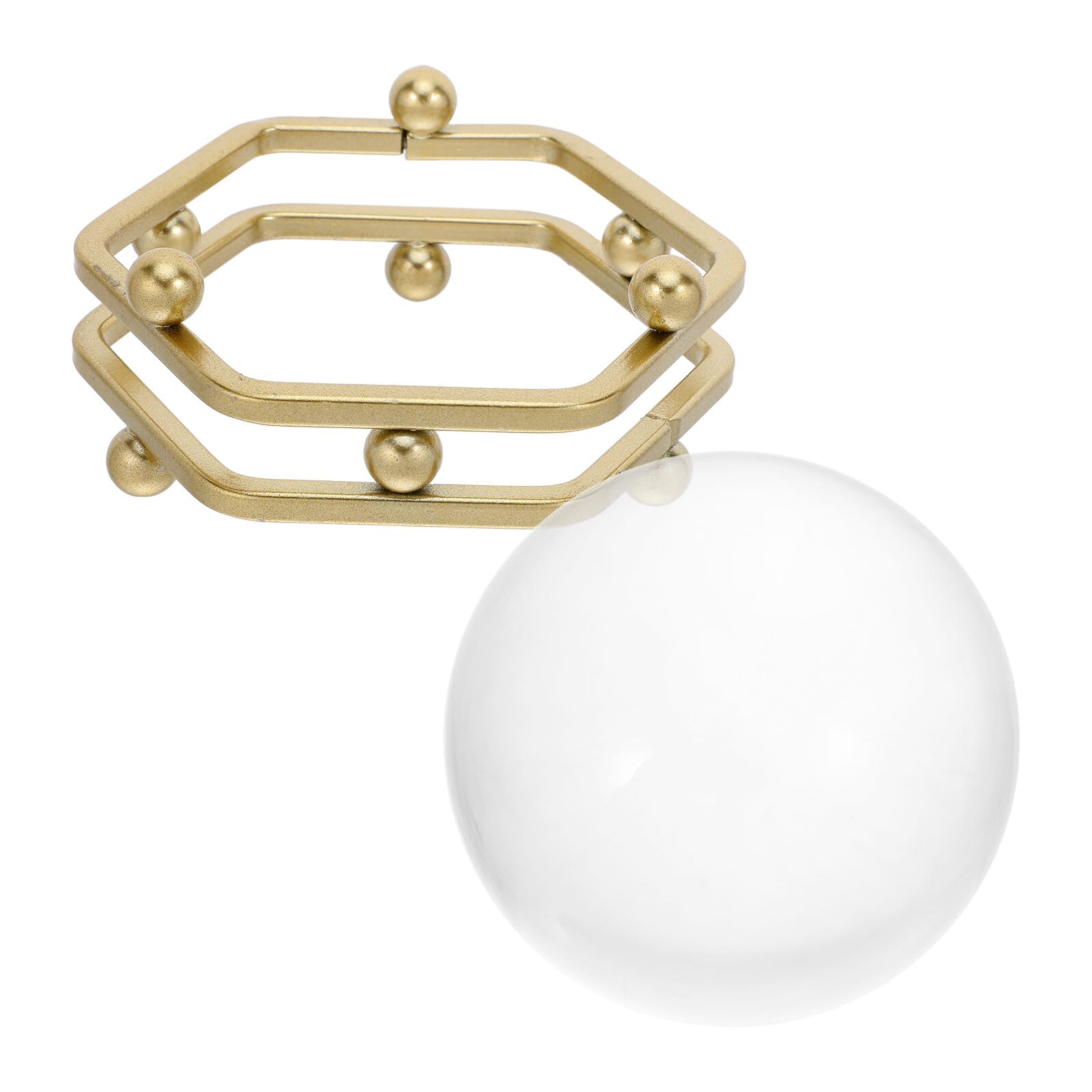 Boule de cristal naturelle 9cm avec son support doré pour salon