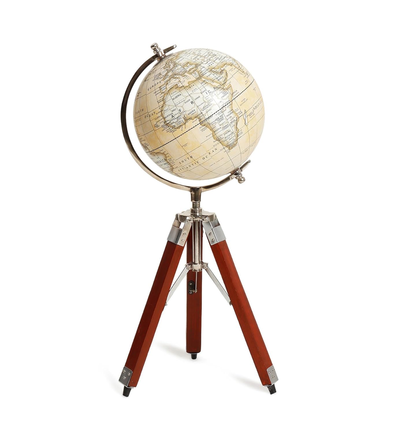 Handmade World Globe With Tripod Wooden Stand Nautical 10 Inches World Globe For Home Office Decor Item