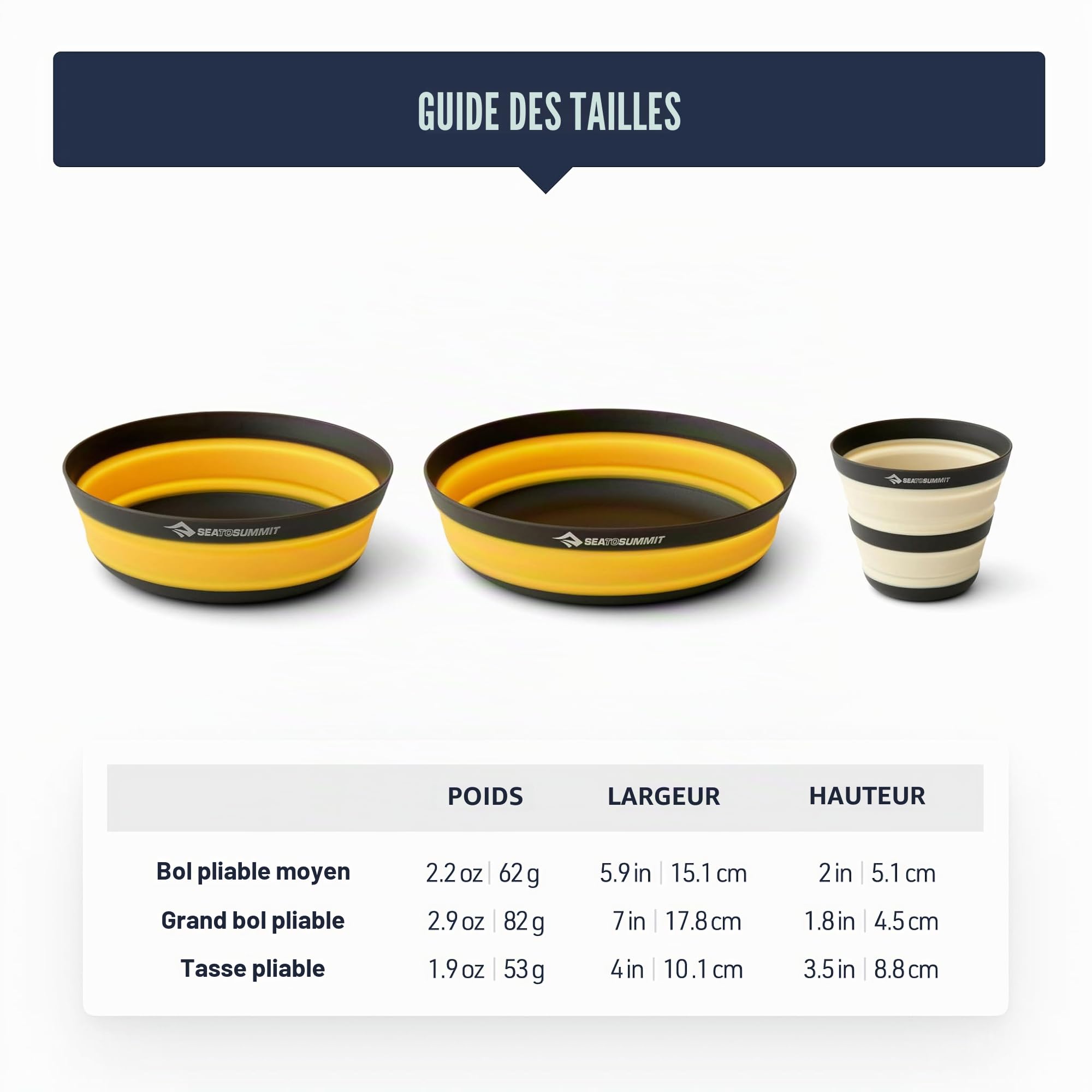 Sea to Summit Frontier Service de table pliable ultraléger pour 2 personnes (2 bols moyens, 2 grands bols, 2 tasses)