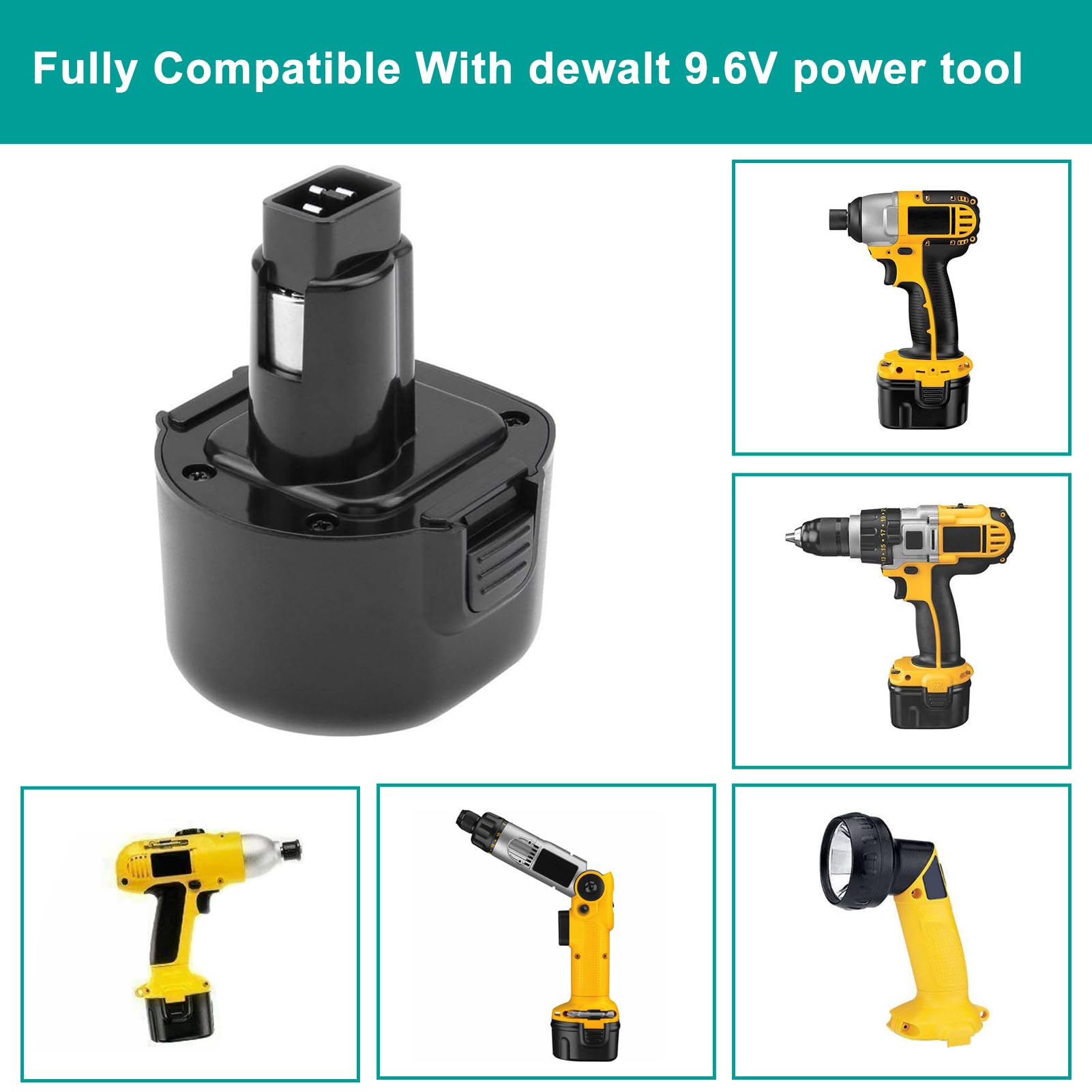 CREABEST 2Packs 9.6V 3.5Ah Ni-MH for Dewalt Replacement Battery