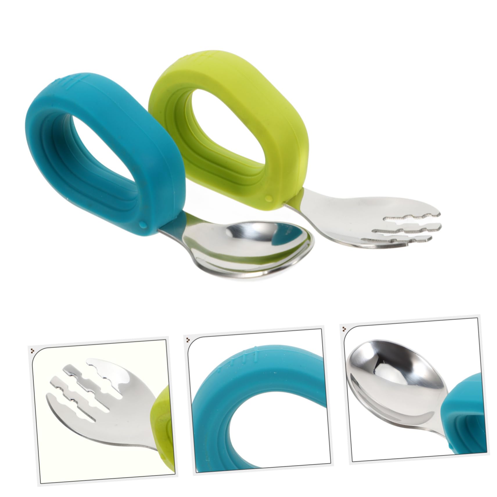 SOESFOUFU 2 Pcs Stainless Steel Utensils Food Spoon Safe Utensil Spoons Silverware Fork Spoons Spoon Tableware Utensil Metal Spoon