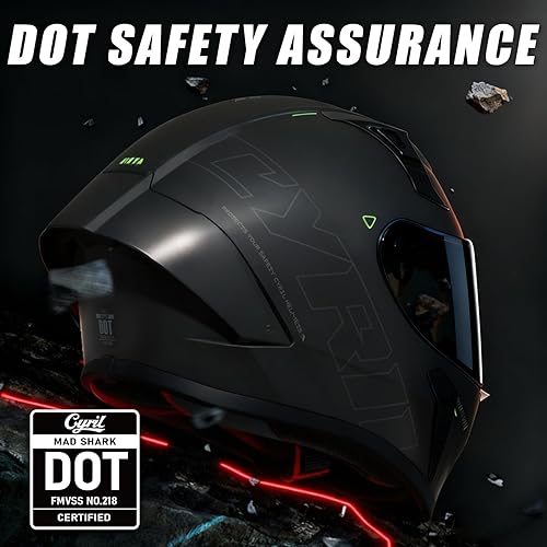 Miniatura 2 de CYRIL - Cascos de motocicleta de cara completa para adultos, hombres y mujeres con visera tintada y transparente, aprobado por Dot