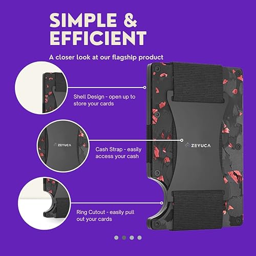 Vista 3 de Zeyuca Billetera delgada para hombre, cartera minimalista para hombre, bloqueo RFID, cartera delgada con clip para dinero y tarjetero de crédito