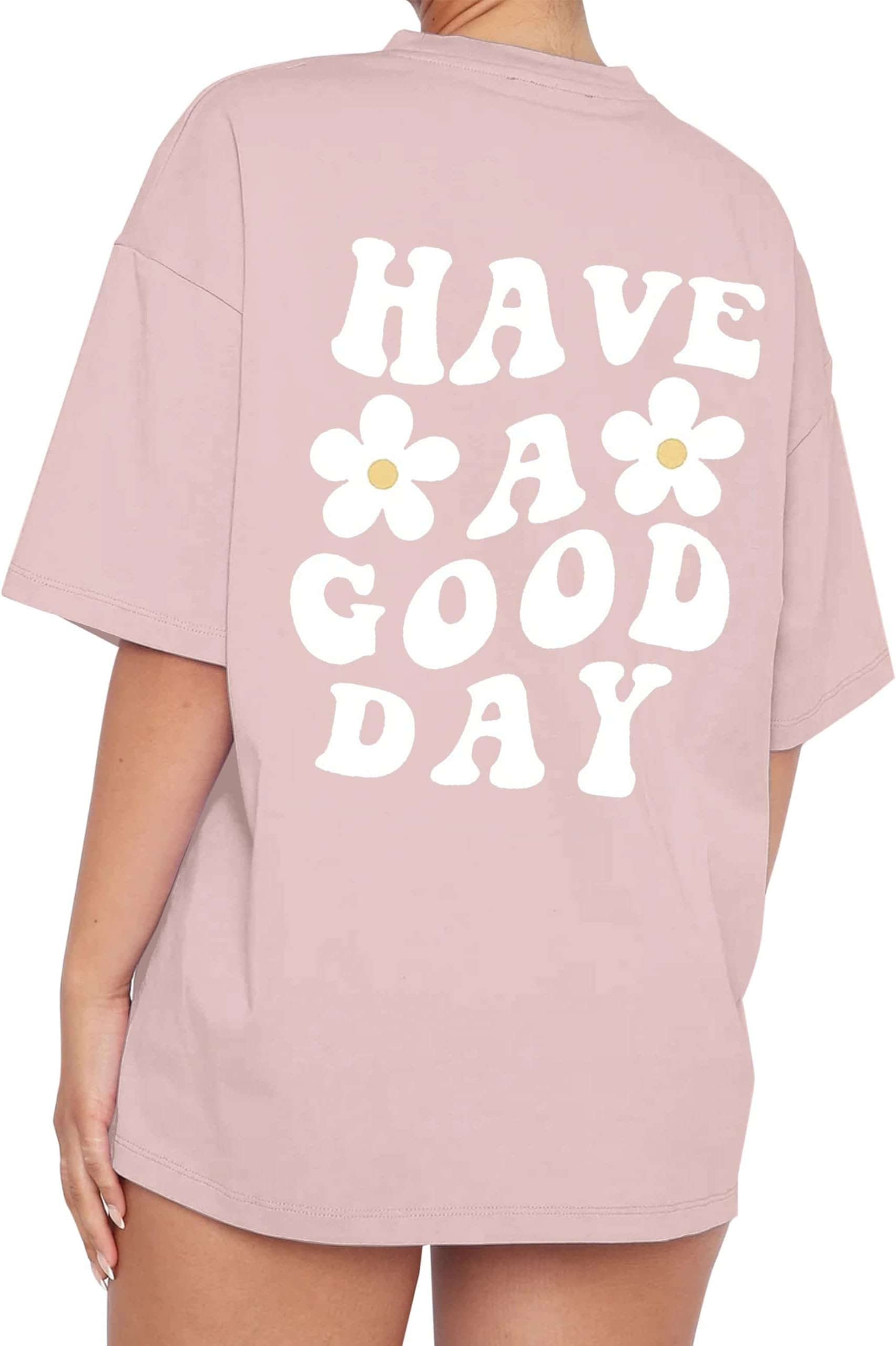 MeladyanWomen’s Oversize Graphic Printed T-Shirts Short Sleeve Drop Shoulder Round Neck Loose Tee shirt Tops