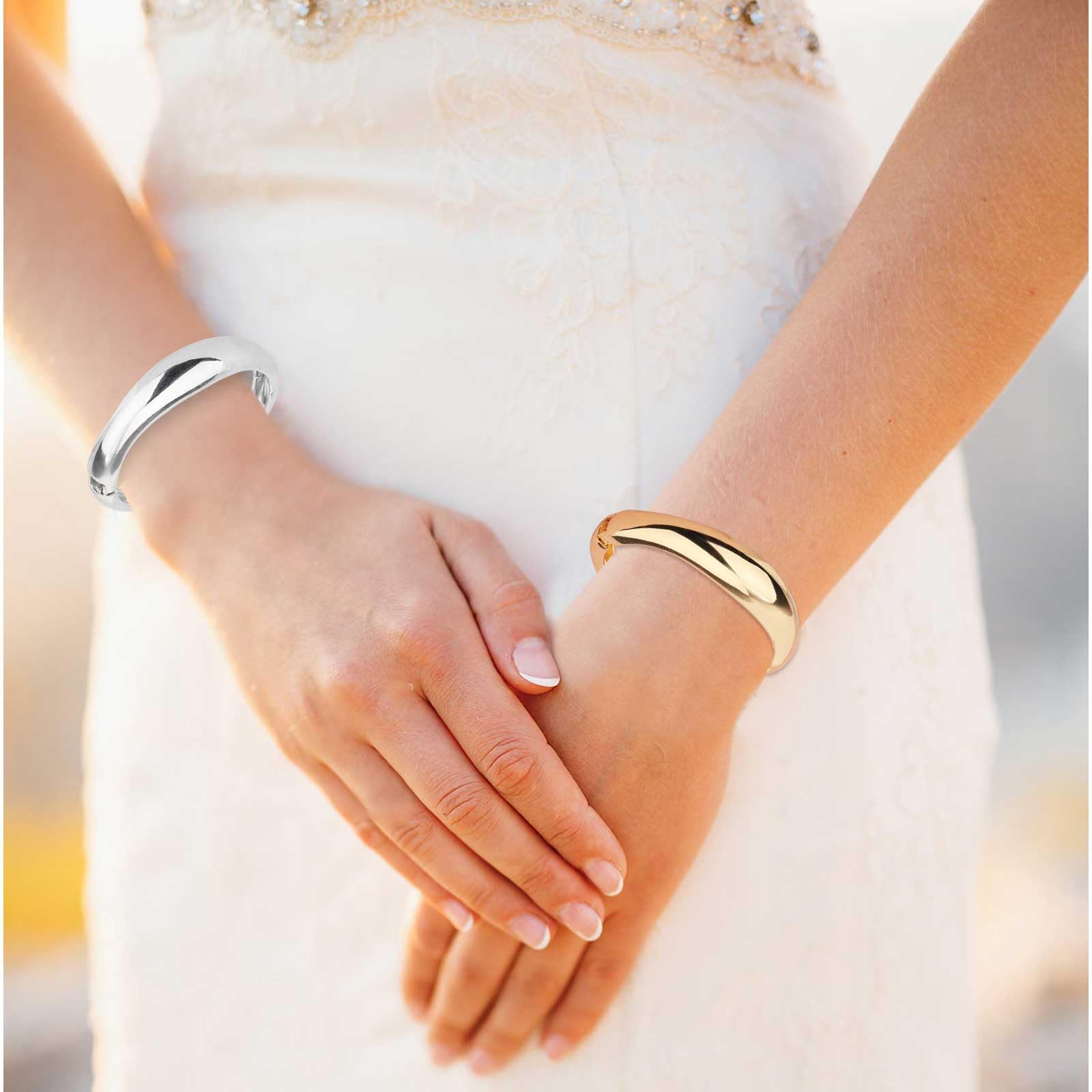 2 szt. Bransoletki Bangle, Minimalistyczne Bransoletki Zawiasowe Gruba Bransoletka Modne Zawiasowe Otwarte dla Kobiet Bizuteria (1 Zloty i 1 Srebrny)