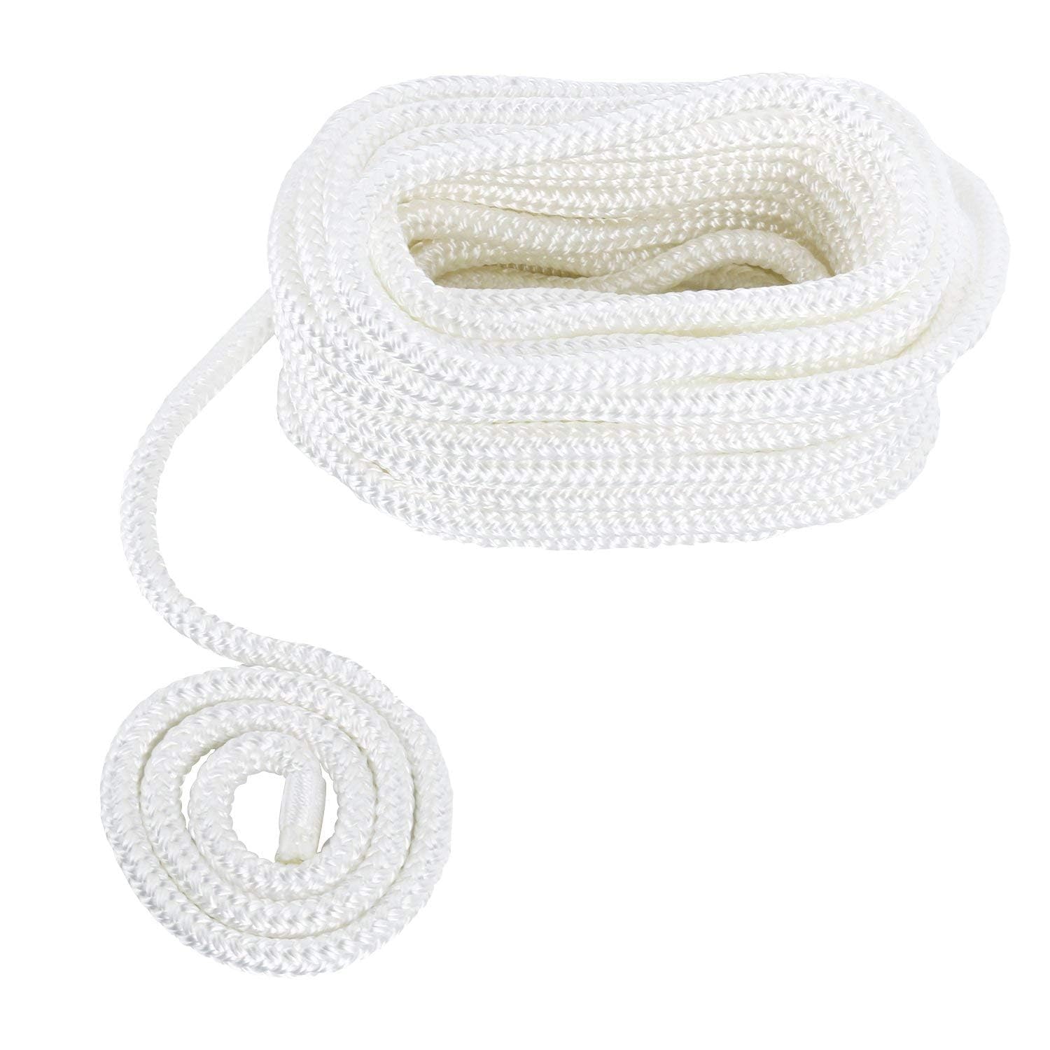 BOOMSTART 2 pezzi corda da ormeggio per barca da 16 mm con occhio in nylon doppio intrecciato, corda parabordi linee dock Ø 16 mm, L: 7,62 m, occhio 38 cm, carico di rottura: 3970 kg, bianco
