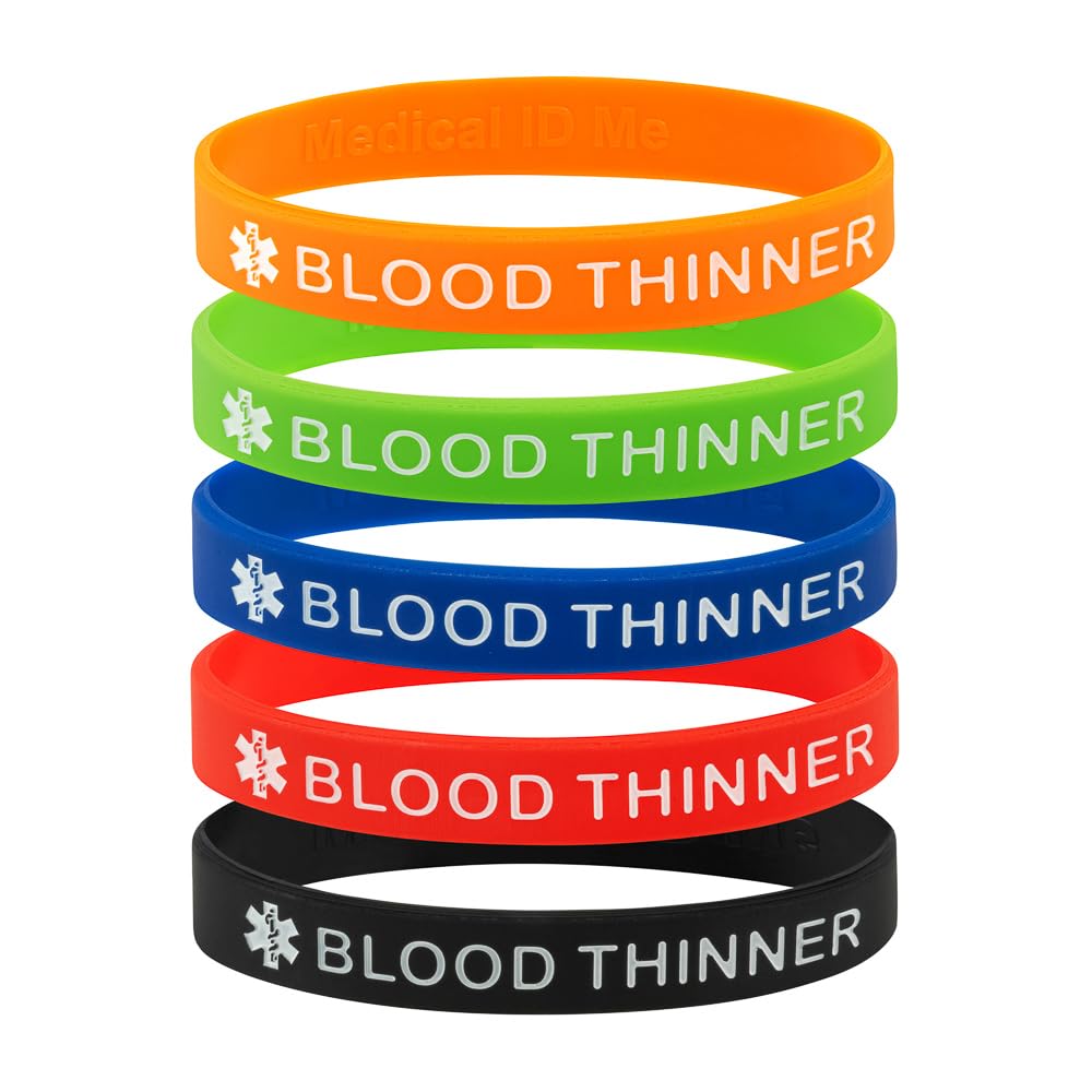 Pulseras de alerta médica anticoagulantes silicona 18-21 cm paquete 5