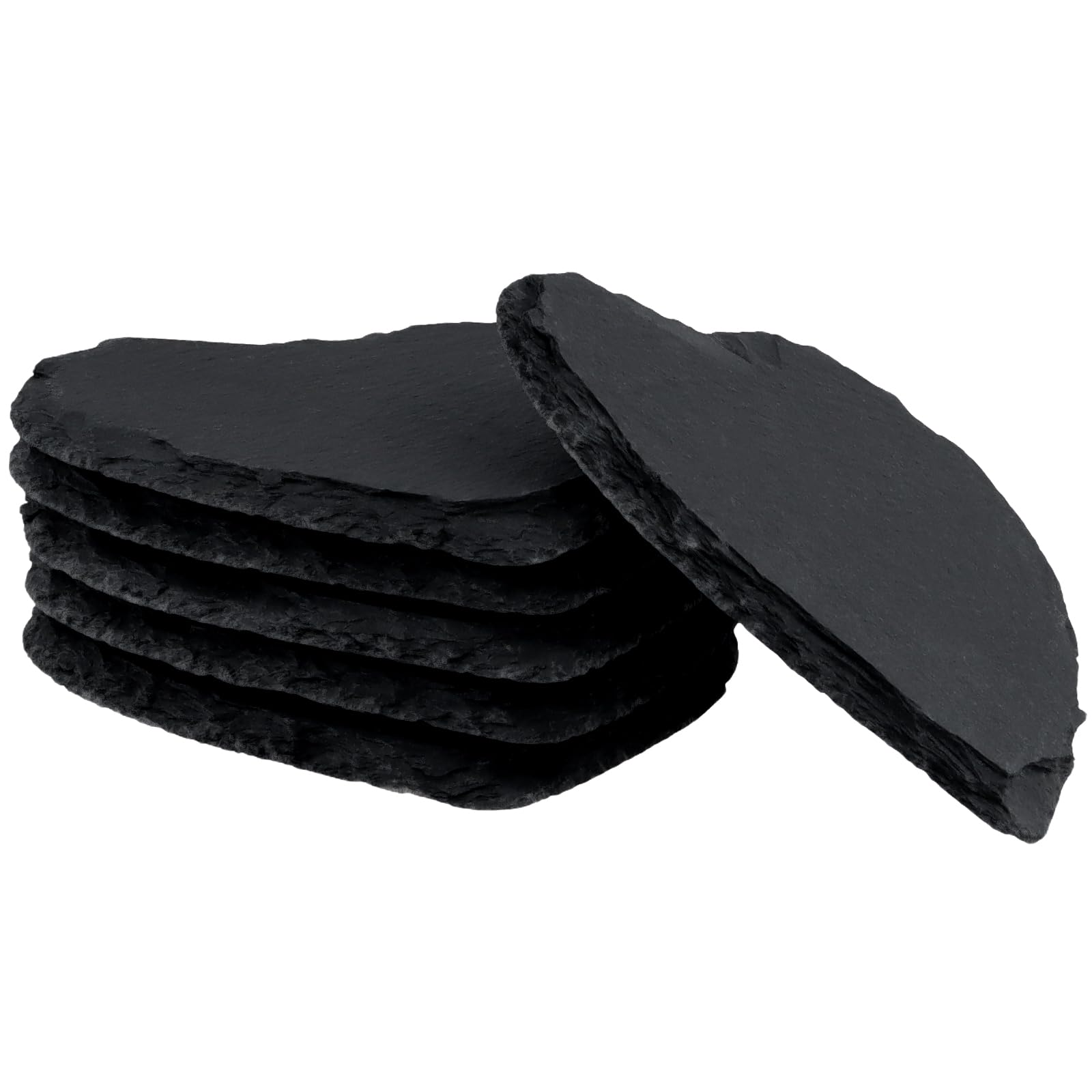 30 sottobicchieri in ardesia a forma di cuore, tovagliette in ardesia da 10 cm, con cuscinetti di fissaggio inferiori, sottobicchieri multiuso in pietra nera per bar, cucina, hotel, ristorante