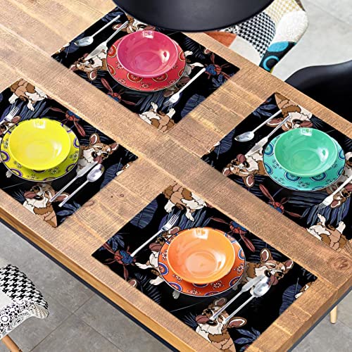 Sets de table Corgi antidérapants lot de 6 lavables pour repas - 8