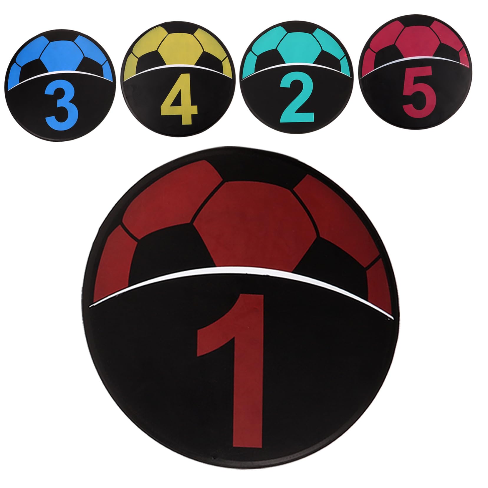 Garneck 5Pcs Soccer Training Numbered Discs Durable TPE Signs for Agility Drills Bright Color Markers for Football and Sports Training Equipment Flexible Boundary Setup