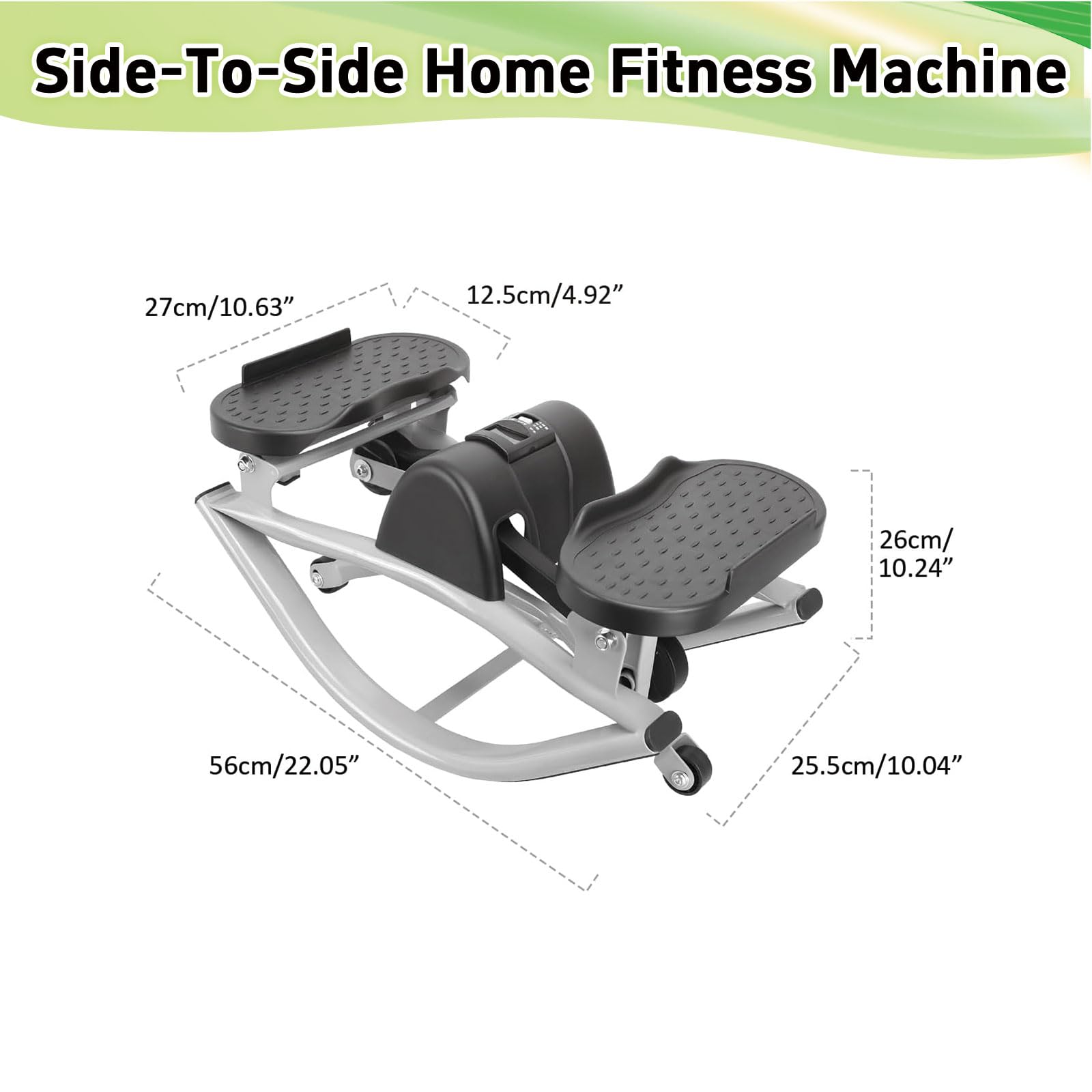 Rock Stepper Máquina de Ejercicios de Movimiento Lateral Silenciosa con Pantalla LCD y Bandas de Resistencia - para Casa y Debajo del Escritorio Premontada - Acero al Carbono