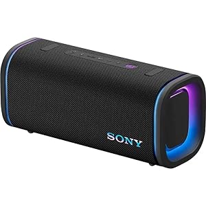 Sony ULT Field 5 Wireless Portable Bluetooth Speaker, IP67 Waterproof, Dustproof, and Rustproof with Enhanced Bass, 25 Hour Battery, 360 Party Light, and Shoulder Strap (SRSULT50B), Black