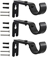 Vista 1 de Soportes ajustables para barra de cortina, paquete de 3 soportes resistentes para barra de cortina de ventana, soporte para barra de 1 pulgada