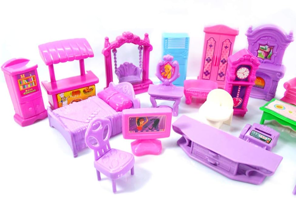 Koowaa 22Pcs Dollhouse Play Set Plastic Furniture Miniature Rooms Baby Kids Pretend Play Toys Children's toy Simulation Play House
